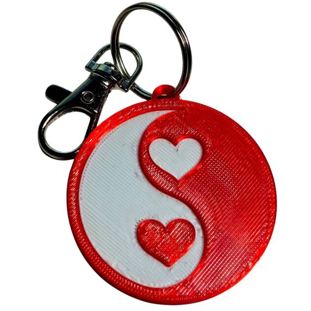 Breloc 3D Yin si Yang heart M2