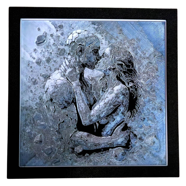 Tablou arta 3D Hueforge - Indragostiti M3, 20x20cm