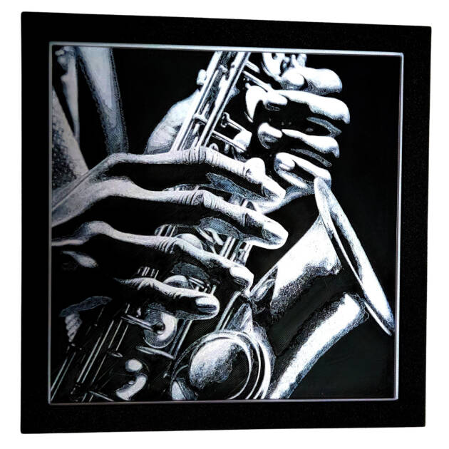 Tablou arta 3D Hueforge - Romantic Sax, 20x20cm