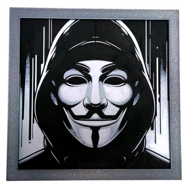 Tablou arta 3D Hueforge - The Anonymous, 20x20cm