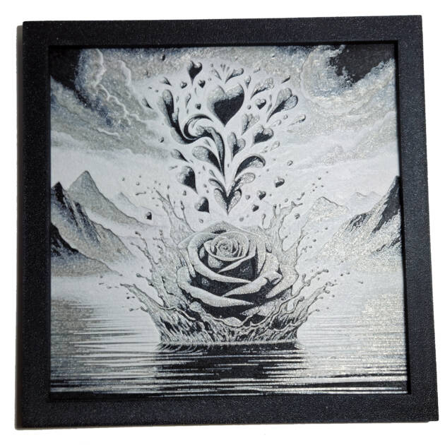 Tablou arta 3D Hueforge - Explozie de Trandafiri, 20x20cm