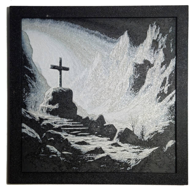 Tablou arta 3D Hueforge - Golgota, 20x20cm