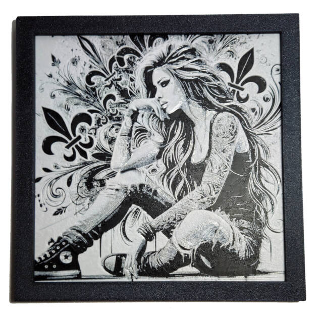 Tablou arta 3D Hueforge - Thinking Woman, 20x20cm