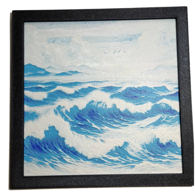Tablou arta 3D Hueforge - Valuri, 20x20cm