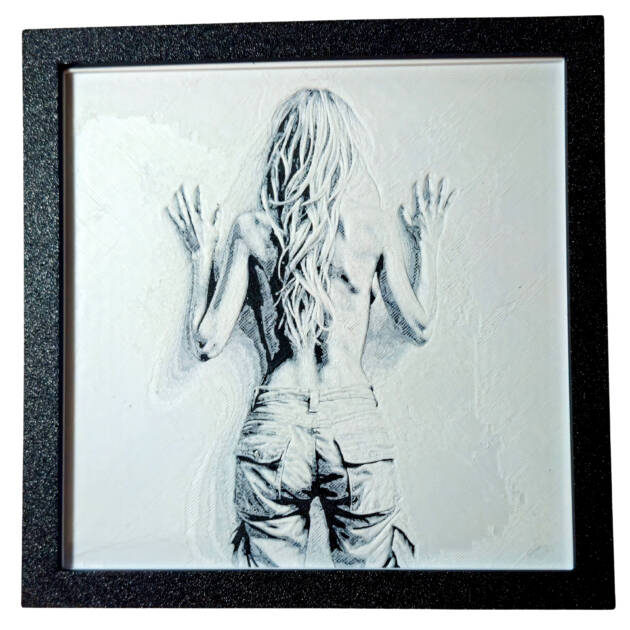 Tablou arta 3D Hueforge - Face Against the Wall, 20x20cm