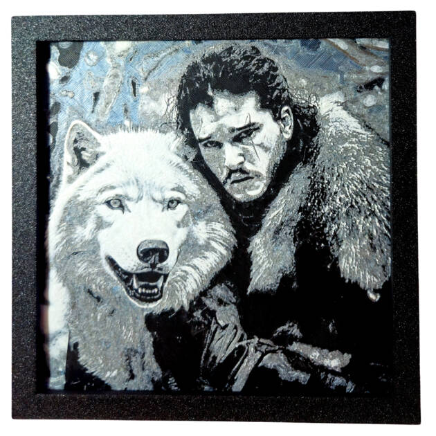 Tablou arta 3D Hueforge - John Snow, 20x20cm