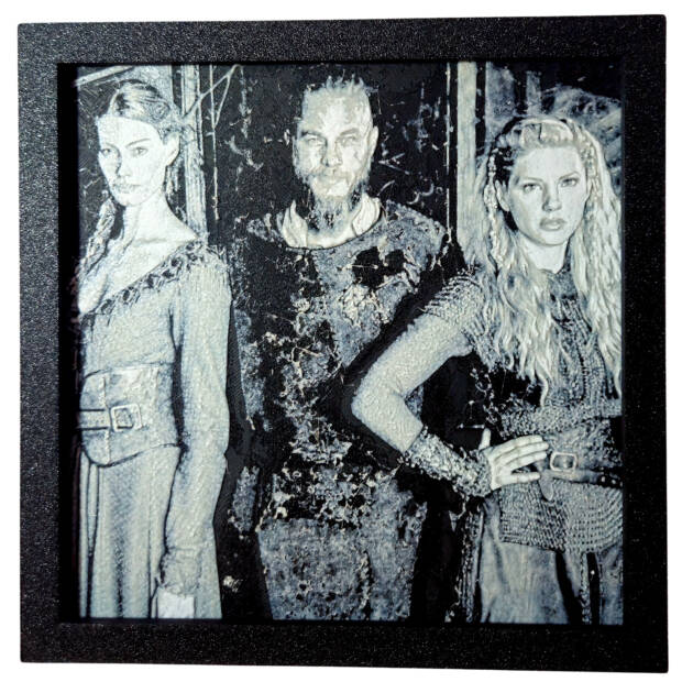 Tablou arta 3D Hueforge - The Vikings M2, 20x20cm