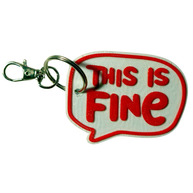 Breloc 3D This is Fine, 6x5cm